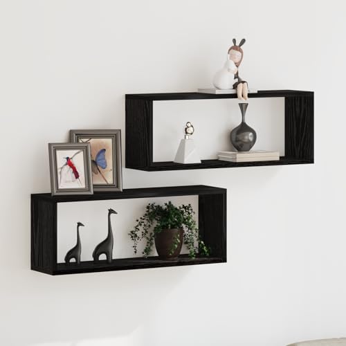 Youuihom Wandregal Set 2er Schwarz Eiche 60x15x23 cm Aus Engineered Holz Modernes Design Platzsparend Für Wohnzimmer Schlafzimmer Büro Youuihom Wandregal Set 2er Schwarz Eiche 60x15x23 cm Aus Engineered Holz Modernes Design Platzsparend Für Wohnzimmer Schlafzimmer Büro von Youuihom