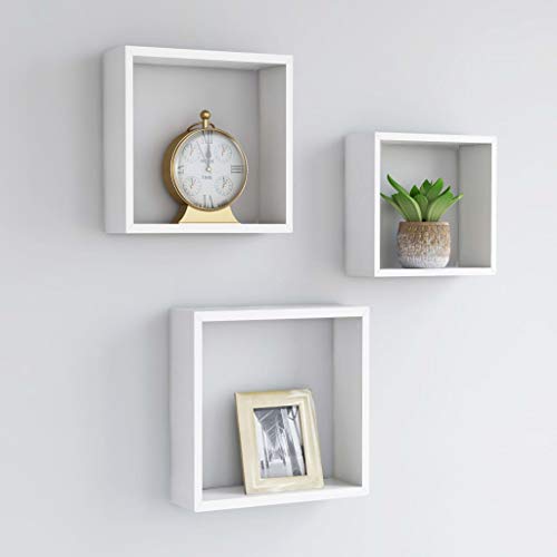 Youuihom Wandregal Set 3-TLG. Weiß - Schwebende Regalwürfel in 30x30cm, 27x27cm, 24x24cm aus MDF mit unsichtbarer Montage für Wohnzimmer Deko von Youuihom