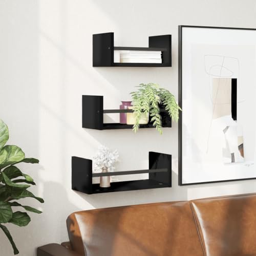 Youuihom Wandregal Set mit Stangen Schwarz Holzwerkstoff Stahl Schwebendes Regal 3er Set 30/35/40x16x14cm für Wohnzimmer Badezimmer Küche Youuihom Wandregal Set mit Stangen Schwarz Holzwerkstoff Stahl Schwebendes Regal 3er Set 30/35/40x16x14cm für Wohnzimmer Badezimmer Küche von Youuihom