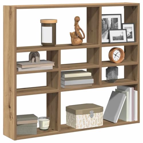 Youuihom Wandregal aus Holzwerkstoff Artisan-Eiche 90x16x78 cm mit 9 Fächern schmal platzsparend für Wohnzimmer Schlafzimmer Badezimmer von Youuihom