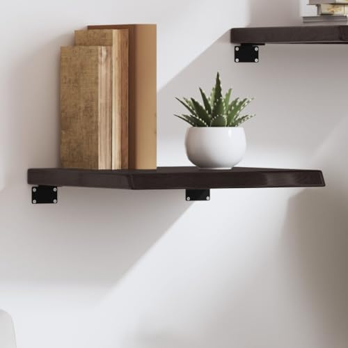 Youuihom Wandregal aus Massivholz Eiche Dunkelbraun 40x40x(2-4) cm Naturkante Rustikales Design für Küche Bad Wohnzimmer Wandboard Ablage von Youuihom