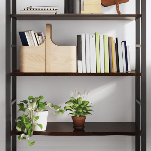 Youuihom Wandregal aus Massivholz Eiche Dunkelbraun 80x60x2 cm Handgefertigt mit Naturkante Stabile Ablage für Wandmontage im Wohnzimmer Bad Küche von Youuihom