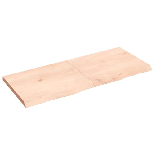 Youuihom Wandregal aus Massivholz Eiche Unbehandelt 120x50x(2-4) cm Klappbar Naturkante Schweberegal für Wohnzimmer Bad Küche Büro von Youuihom