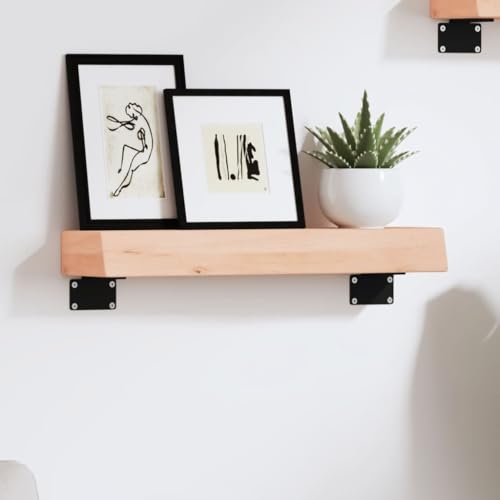 Youuihom Wandregal aus Massivholz Eiche Unbehandelt 40x10x6 cm Rustikales Design Stabiles Bücherregal für Wand Deko Bad Küche Wohnzimmer von Youuihom