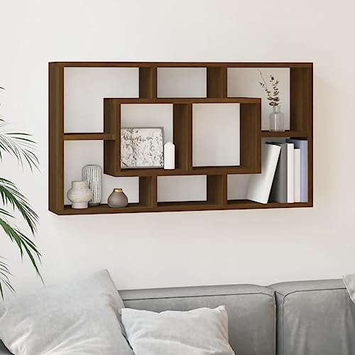 Youuihom Wandregal mit 8 Fächern Braun Eichen-Optik Holzwerkstoff Schwebendes Regal für Bücher Deko Wohnzimmer Küche Badezimmer Ablage Youuihom Wandregal mit 8 Fächern Braun Eichen-Optik Holzwerkstoff Schwebendes Regal für Bücher Deko Wohnzimmer Küche Badezimmer Ablage von Youuihom