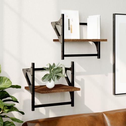 Youuihom Wandregal mit Metallstange 2 Stück Braun Eichen-Optik 30x25x30 cm Robustes Holzwerkstoff Schweberegal für zusätzlichen Stauraum in Wohnzimmer Küche Badezimmer Youuihom Wandregal mit Metallstange 2 Stück Braun Eichen-Optik 30x25x30 cm Robustes Holzwerkstoff Schweberegal für zusätzlichen Stauraum in Wohnzimmer Küche Badezimmer von Youuihom