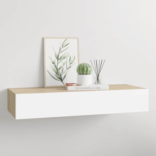 Youuihom Wandregal mit Schublade Eichen-Optik Weiß 60x23,5x10 cm MDF Metall Schweberegal Kompakt für Wohnzimmer Schlafzimmer als Nachttisch Dekoration Youuihom Wandregal mit Schublade Eichen-Optik Weiß 60x23,5x10 cm MDF Metall Schweberegal Kompakt für Wohnzimmer Schlafzimmer als Nachttisch Dekoration von Youuihom