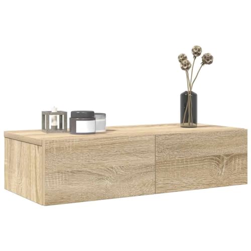 Youuihom Wandregal mit Schubladen Sonoma-Eiche 60x26,5x15cm Holzwerkstoff - Schwebendes Regal für Wohnzimmer Schlafzimmer Badezimmer von Youuihom