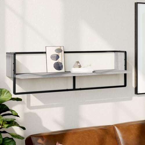 Youuihom Wandregal mit Stange Grau Sonoma 100x25x30 cm - Robustes Schweberegal aus Holzwerkstoff und Metall für Wandmontage mit Stauraum und Aufhängung, Geeignet für Wohnzimmer Küche Badezimmer Youuihom Wandregal mit Stange Grau Sonoma 100x25x30 cm - Robustes Schweberegal aus Holzwerkstoff und Metall für Wandmontage mit Stauraum und Aufhängung, Geeignet für Wohnzimmer Küche Badezimmer von Youuihom