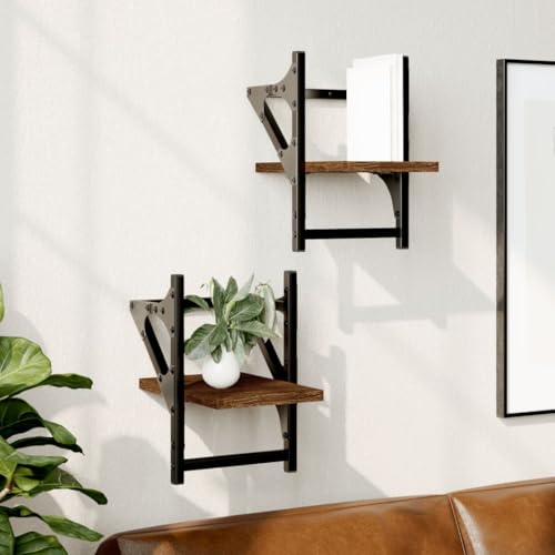 Youuihom Wandregal mit Stangen 2 Stück Braun Eichen-Optik 20x25x30 cm Schweberegal für Wandmontage mit Metallstange in Wohnzimmer Bad oder Küche Youuihom Wandregal mit Stangen 2 Stück Braun Eichen-Optik 20x25x30 cm Schweberegal für Wandmontage mit Metallstange in Wohnzimmer Bad oder Küche von Youuihom
