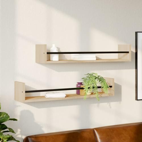 Youuihom Wandregal mit Stangen 2 Stück Sonoma-Eiche 80x16x14 cm Schwebendes Regal mit Metallstangen als Handtuchhalter für Badezimmer Küche Wohnzimmer Youuihom Wandregal mit Stangen 2 Stück Sonoma-Eiche 80x16x14 cm Schwebendes Regal mit Metallstangen als Handtuchhalter für Badezimmer Küche Wohnzimmer von Youuihom