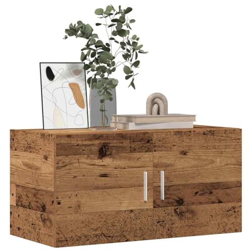 Youuihom Wandschrank Altholz-Optik 80x39x40cm mit 2 Türen - Schwebendes Regal für Wohnzimmer Schlafzimmer - Holzwerkstoff Wandregal platzsparend von Youuihom
