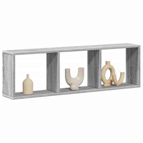 Youuihom Wandschrank Grau Sonoma 100x16x30 cm Holzwerkstoff Dekorativer Hängeschrank mit Stauraum für Bücher Deko Gewürze – Robust Langlebig Platzsparend für Wohnzimmer Bad Küche von Youuihom