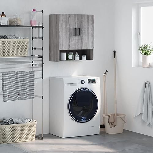 Youuihom Wandschrank Grau Sonoma 60x31x70 cm Holzwerkstoff Hängeschrank Klein für Küche Bad Balkon mit Modernem Design Robustheit und Platzsparendem Stauraum von Youuihom