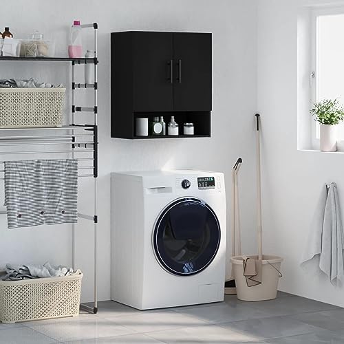 Youuihom Wandschrank Schwarz 60x31x70 cm aus Holzwerkstoff – Hängeschrank mit Stauraum für Küche, Badezimmer, Büro und Wohnzimmer, dekorative Wandmontage für platzsparende Aufbewahrung Youuihom Wandschrank Schwarz 60x31x70 cm aus Holzwerkstoff – Hängeschrank mit Stauraum für Küche, Badezimmer, Büro und Wohnzimmer, dekorative Wandmontage für platzsparende Aufbewahrung von Youuihom