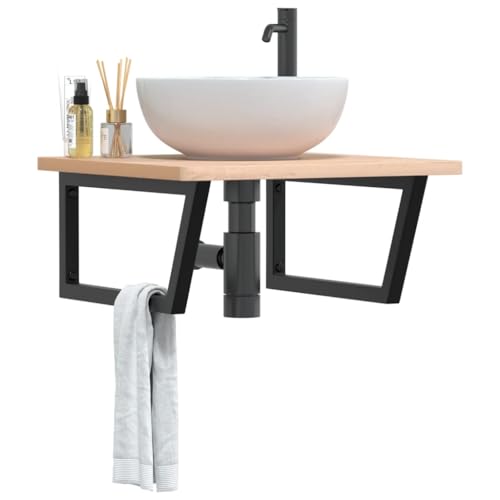 Youuihom Waschbeckenregal aus massivem Buchenholz und Stahl Modernes Design Platzsparend und Robust bis 100 kg Belastbarkeit Für Badezimmer Waschtisch und WC von Youuihom