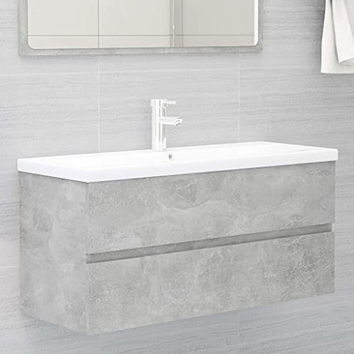 Youuihom Waschbeckenunterschrank Betongrau 100x38,5x45 cm aus Holzwerkstoff mit Schublade Platzsparend & Stabil für Badezimmer WC und Gäste-WC Youuihom Waschbeckenunterschrank Betongrau 100x38,5x45 cm aus Holzwerkstoff mit Schublade Platzsparend & Stabil für Badezimmer WC und Gäste-WC von Youuihom
