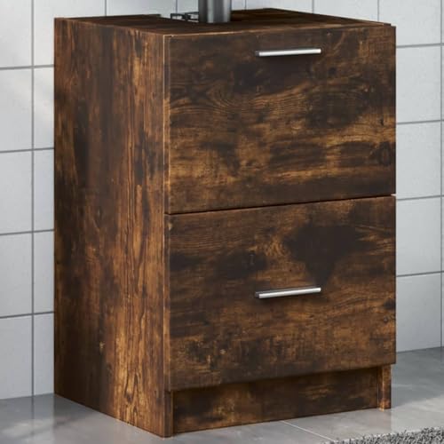Youuihom Waschbeckenunterschrank Räuchereiche 40x37x59 cm aus Holzwerkstoff mit Schublade und Fach Stauraum für Badezimmer Modernes Design & Pflegeleicht von Youuihom