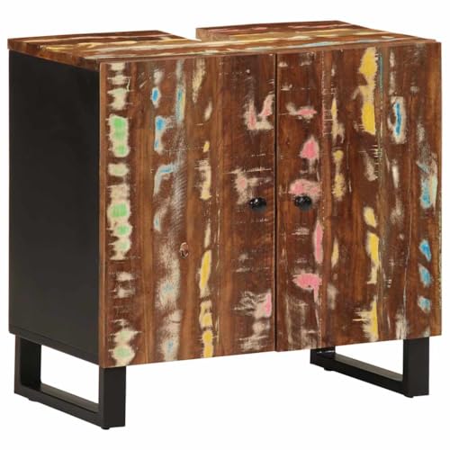 Youuihom Waschbeckenunterschrank aus massivem Altholz und Holzwerkstoff 62 x 33 x 58 cm mit 2 Fächern und stabilen Eisenbeinen Stauraum für Badezimmer und WC Youuihom Waschbeckenunterschrank aus massivem Altholz und Holzwerkstoff 62 x 33 x 58 cm mit 2 Fächern und stabilen Eisenbeinen Stauraum für Badezimmer und WC von Youuihom