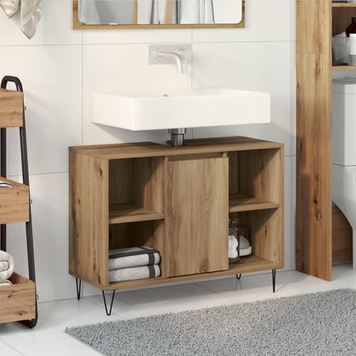 Youuihom Waschtisch Kunsthandwerk Eiche MDF Braun Rechteckig mit Schiebetür und Stauraum Stylischer Badezimmerschrank für Modernes Bad Youuihom Waschtisch Kunsthandwerk Eiche MDF Braun Rechteckig mit Schiebetür und Stauraum Stylischer Badezimmerschrank für Modernes Bad von Youuihom