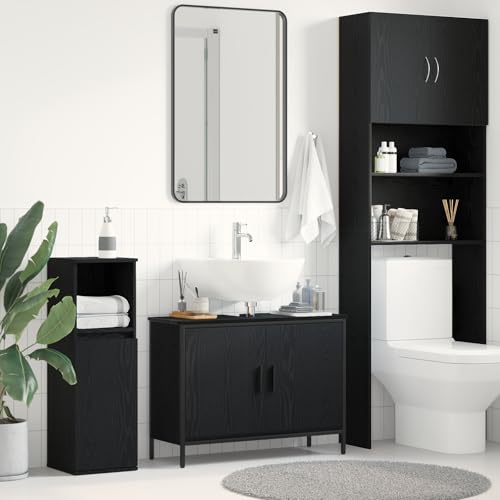 Youuihom Waschtisch Schwarz Eiche 80x30x60 cm Moderner Badezimmerschrank mit 2 Fächern Robuster Holzwerkstoff Mattes Design Stylisches Badmöbel für Kleine Badezimmer Youuihom Waschtisch Schwarz Eiche 80x30x60 cm Moderner Badezimmerschrank mit 2 Fächern Robuster Holzwerkstoff Mattes Design Stylisches Badmöbel für Kleine Badezimmer von Youuihom