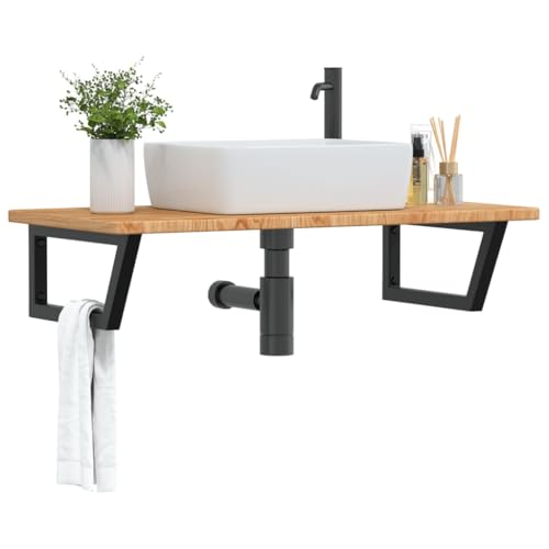 Youuihom Waschtischplatte aus massiver Eiche mit Stahlhalterungen 100 x 50 x 2,5 cm Elegante schwebende Badezimmerlösung Robust & Platzsparend für Waschbecken und Handtücher Youuihom Waschtischplatte aus massiver Eiche mit Stahlhalterungen 100 x 50 x 2,5 cm Elegante schwebende Badezimmerlösung Robust & Platzsparend für Waschbecken und Handtücher von Youuihom