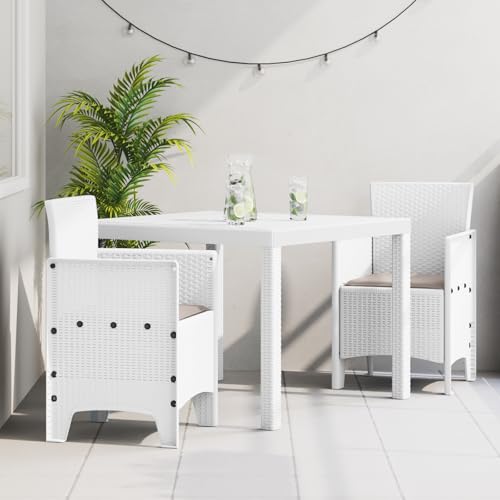 Youuihom Weiße 3-TLG. Garten Essgruppe aus Poly Rattan mit Kissen Modernes Design Rechteckiger Tisch und 2 Stühle Wetterfest UV-beständig für Balkon Terrasse und Garten Youuihom Weiße 3-TLG. Garten Essgruppe aus Poly Rattan mit Kissen Modernes Design Rechteckiger Tisch und 2 Stühle Wetterfest UV-beständig für Balkon Terrasse und Garten von Youuihom