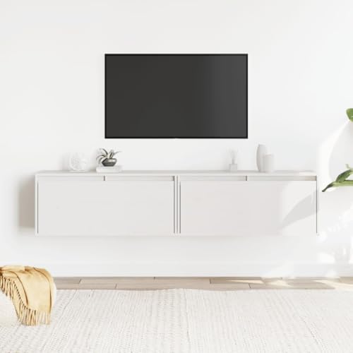 Youuihom Weiße Wandschränke 2 Stück Massivholz Kiefer 80x30x35 cm Robust Stabil Langlebig für Wohnzimmer Bad Küche als TV-Schrank von Youuihom