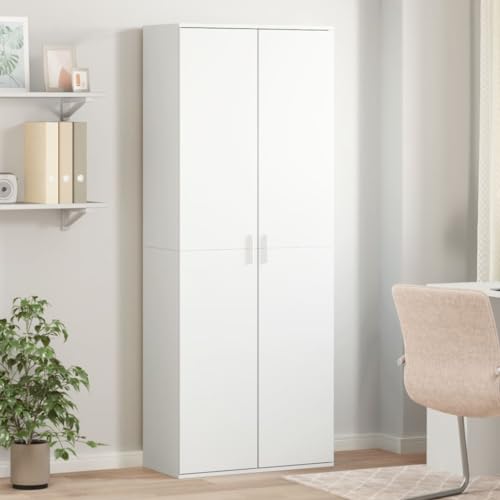 Youuihom Weißer Highboard Aufbewahrungsschrank aus Holzwerkstoff 70x35x180 cm Elegantes Design mit viel Stauraum Robust für Wohnzimmer Küche Badezimmer Organizer von Youuihom