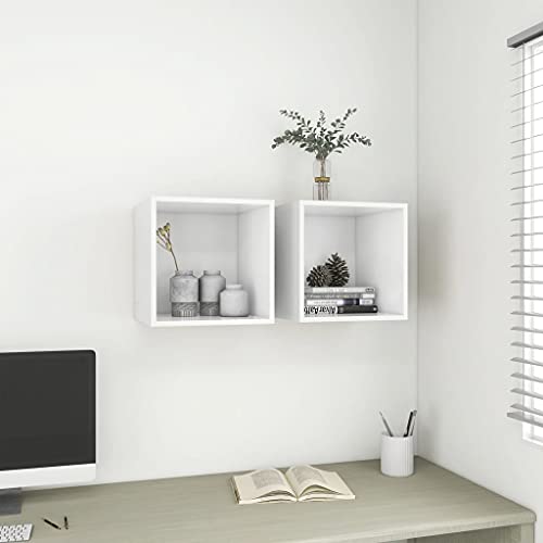 Youuihom Weißes Schwebendes Wandregal aus Holzwerkstoff 37x37x37 cm 2 Stück Dekoratives Regal für Wandmontage im Wohnzimmer Bad oder Küche Modernes Design Robust und Langlebig von Youuihom