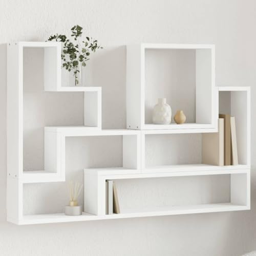 Youuihom Weißes Wandregal Holzwerkstoff 96x12x64 cm Schwebendes Regal mit Stauraum für Wohnzimmer Bad Küche Dekoratives Hängeregal von Youuihom