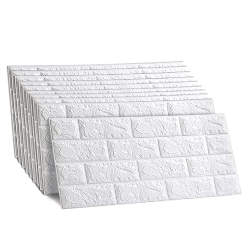 Youyijia 10 Stück Wandpaneele Selbstklebend Weiß 3D Tapete Wasserdicht 60 x 30 x 0.8 cm Schaumstoff Wandaufkleber mit White Brick Effect für Badezimmer Balkon Küchen Youyijia 10 Stück Wandpaneele Selbstklebend Weiß 3D Tapete Wasserdicht 60 x 30 x 0.8 cm Schaumstoff Wandaufkleber mit White Brick Effect für Badezimmer Balkon Küchen von Youyijia