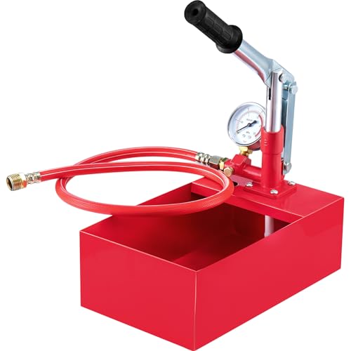 Youyijia 5 Liter Manuelle Abdrückpumpe 25Bar Prüfpumpe mit 1/2" Hochdruckschlauch Heizung Wasser Handpumpe Befüllpumpe für Dichtheitsprüfung Testpumpe（Rot） von Youyijia