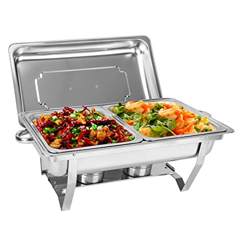 Youyijia 9L Edelstahl Warmhaltebehälter Buffetwärmer Warmhaltebehälter Speisenwärmer mit Faltbaren Beinen Wärmebehälter für Catering Buffet und Party (1PC 9L) von Youyijia