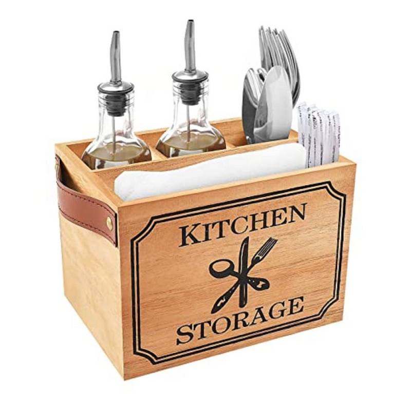 Youyijia Besteckeinsatz Besteckbehälter mit 4 Besteckfächern Besteckkasten Holz für Besteck von Youyijia