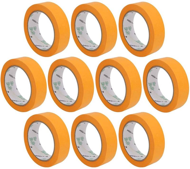Youyijia Dichtband 10x Rollen Goldband Klebeband 30mm x 50m Entfernbar Kreppband von Youyijia