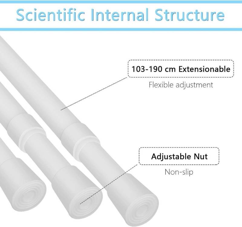 Youyijia Duschvorhangstange Gardinenstange ohne Bohren, vorhangstange kleiderschrank, duschvorhang Youyijia Duschvorhangstange Gardinenstange ohne Bohren, vorhangstange kleiderschrank, duschvorhang von Youyijia
