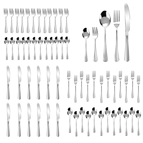 Youyijia Besteck Set 12 Personen 60-teilig Edelstahl Besteckset mit Steakmessern Messer Gabel Löffel Edelstahl Essbesteck Set Spülmaschinenfest für Zuhause Restaurant Party von Youyijia