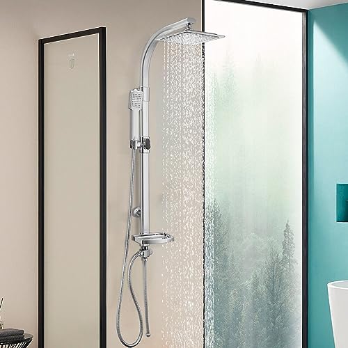 Youyijia Edelstahl Duschsystem Regendusche Duschset 20X20cm kopfbrause Handbrause Duschkopf Duschstange mit Ablage Duschsystem -für Badezimmer,Chrom Youyijia Edelstahl Duschsystem Regendusche Duschset 20X20cm kopfbrause Handbrause Duschkopf Duschstange mit Ablage Duschsystem -für Badezimmer,Chrom von Youyijia