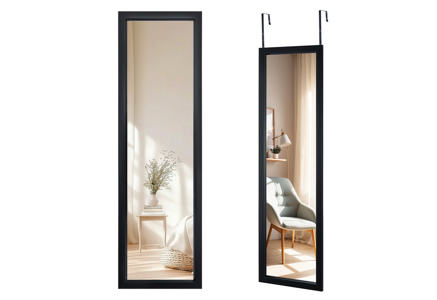 Youyijia Ganzkörperspiegel 110x33cm Ganzkörperspiegel mit 2 Haken & Höhenverstellung von Youyijia