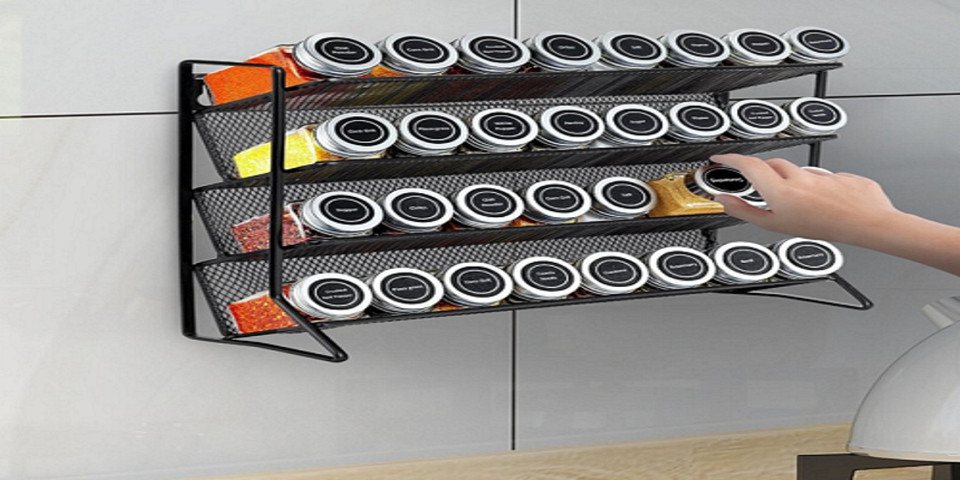 Youyijia Gewürzregal 4-stöckiges Gewürzregal Stehend Gewürzregale für Gewürzdosen (45mm) von Youyijia