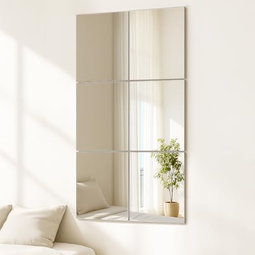 Youyijia Glas Spiegelfliesen Selbstklebender Spiegel Glasspiegelfliese Wandspiegel Quadratischer Wandspiegel Ganzkörperaufkleber Geeignet für Schlafzimmer Badezimmer (6, 30 * 30) von Youyijia