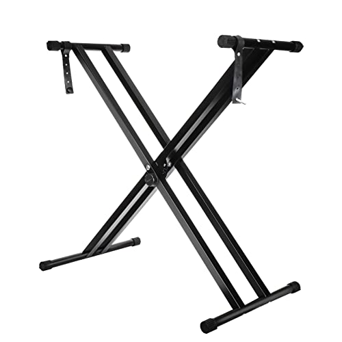 Youyijia Keyboardständer X-förmiger Doppelreihiger Keyboard Ständer Klappbar Robust Klavierständer mit 7-stufig Höhenverstellbar (Schwarz) von Youyijia