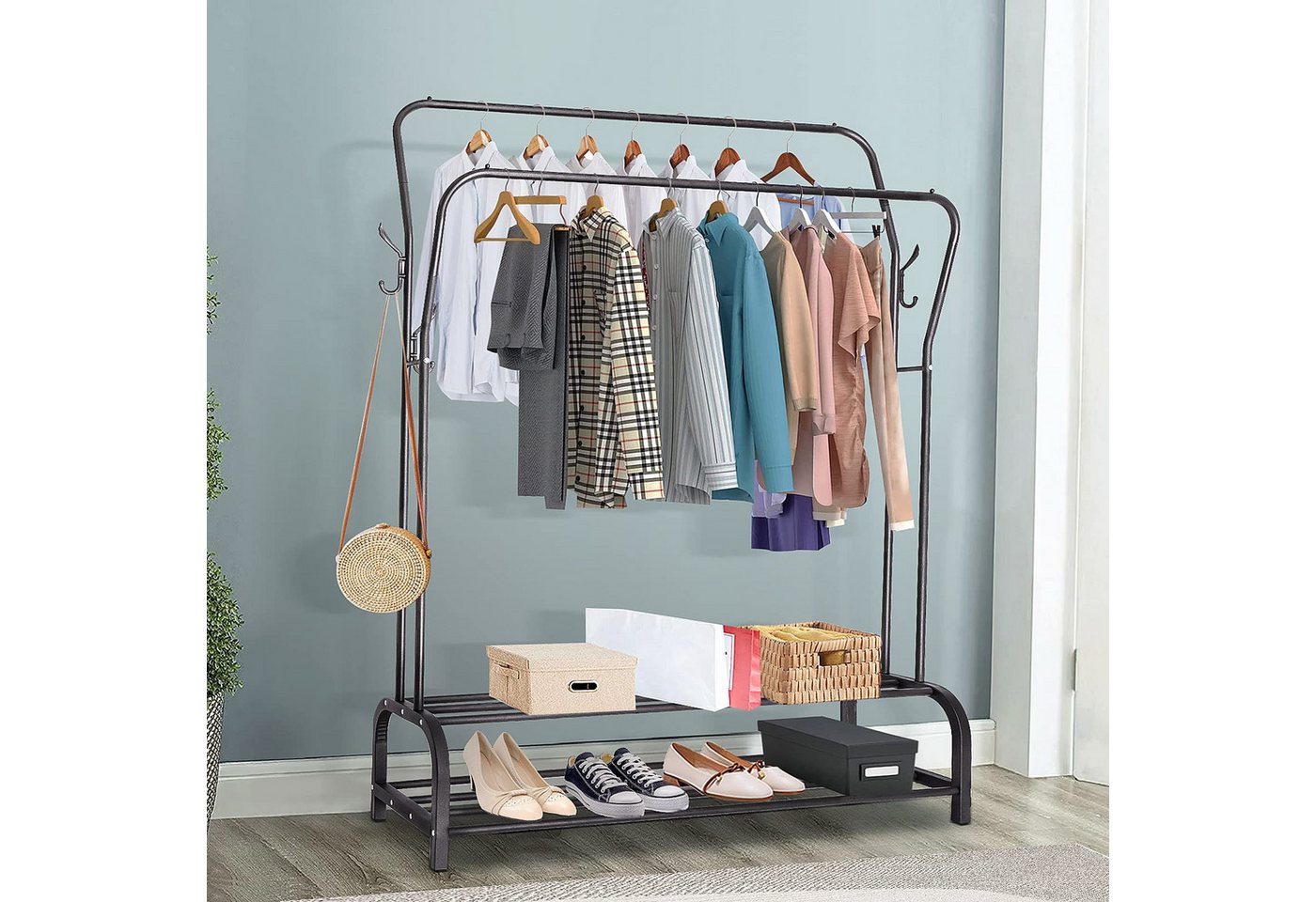 Youyijia Kleiderbügel Freestanding Double Rods, Hanger, 146 x 37 x 110 cm Youyijia Kleiderbügel Freestanding Double Rods, Hanger, 146 x 37 x 110 cm von Youyijia