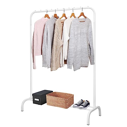 Youyijia Kleiderständer Freistehender Kleiderbügel Trockengestell Metall Schlafzimmer Kleiderstange mit unterem Lagerregal Garderobenständer für Schlafzimmer (Weiß) von Youyijia