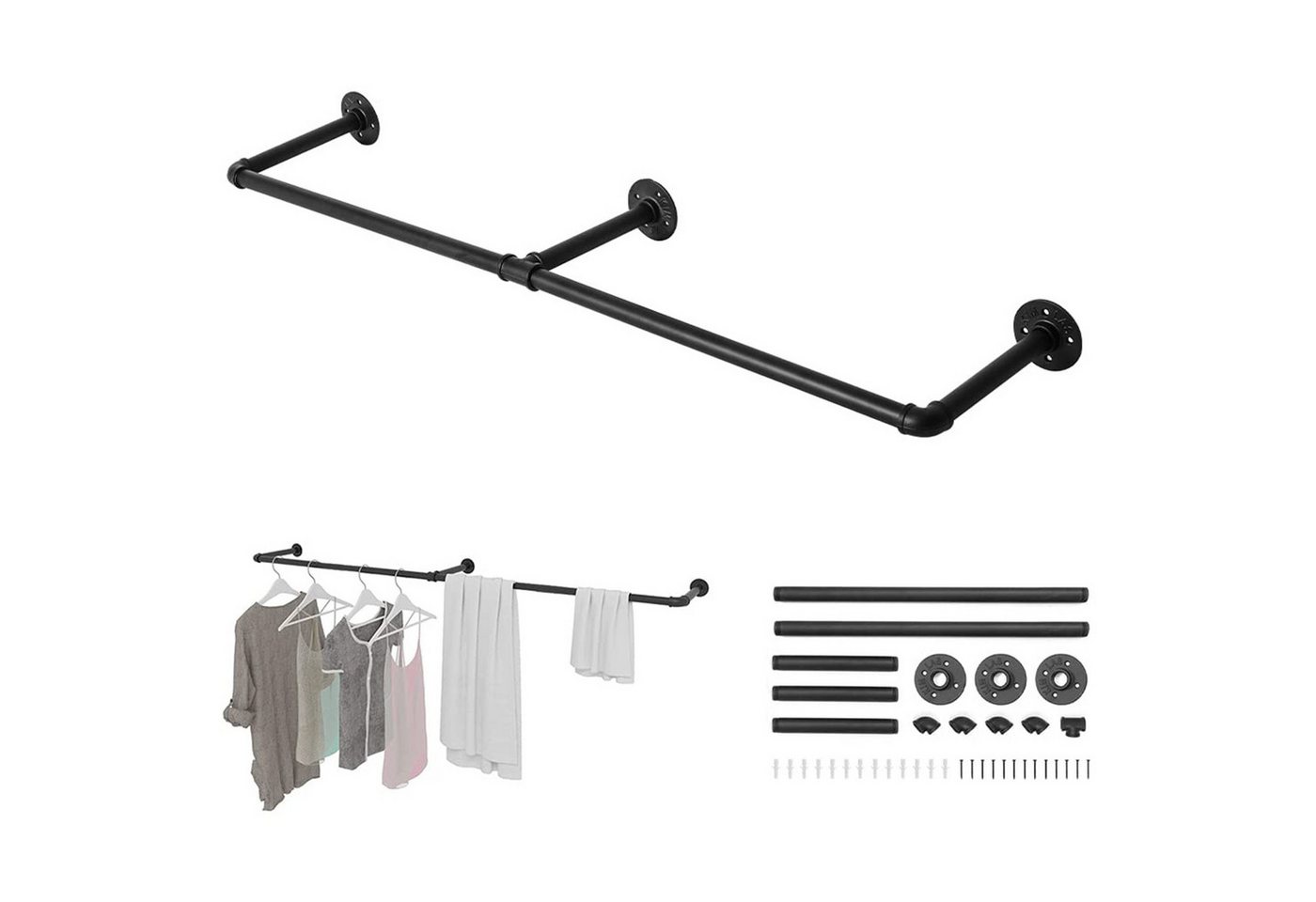 Youyijia Kleiderständer Kleiderständer Wandmontage 110cm Industrierohr Kleiderstangen für Youyijia Kleiderständer Kleiderständer Wandmontage 110cm Industrierohr Kleiderstangen für von Youyijia