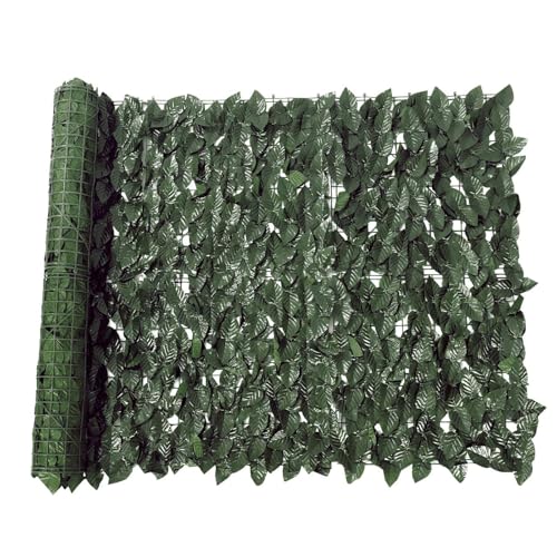 Youyijia Künstliche Efeu Garten Sichtschutz Zaun Sichtschutzgitter Hecken Blättern Paneele Rolle Pflanzenkulisse für Gartenhecken Balkon Außendekoration (Grün, 100x600cm) von Youyijia