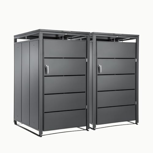 Youyijia Mülltonnenbox für 240L Tonnen – Mülltonnenverkleidung abschließbar & wetterfest – Müllbox Tonnenhaus Abfallbox Abfallbehälter für Garten & Einfahrt (Anthrazit, 2 Tonnen) von Youyijia