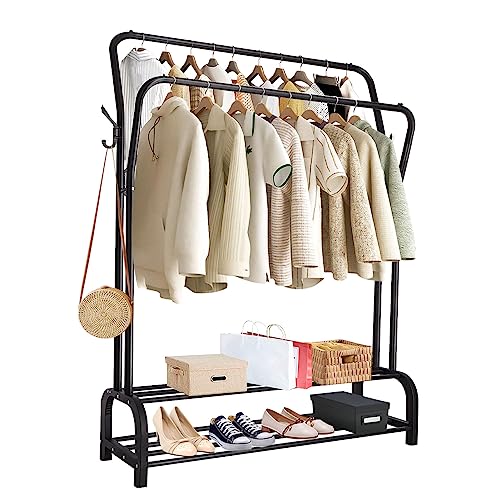 Youyijia Kleiderständer Metall Kleiderstange mit Lagerregal Freistehender Doppelruten Kleiderbügel 146x37x110cm Garderobenständer Trockengestell für Schlafzimmer Waschräume Schwarz Youyijia Kleiderständer Metall Kleiderstange mit Lagerregal Freistehender Doppelruten Kleiderbügel 146x37x110cm Garderobenständer Trockengestell für Schlafzimmer Waschräume Schwarz von Youyijia