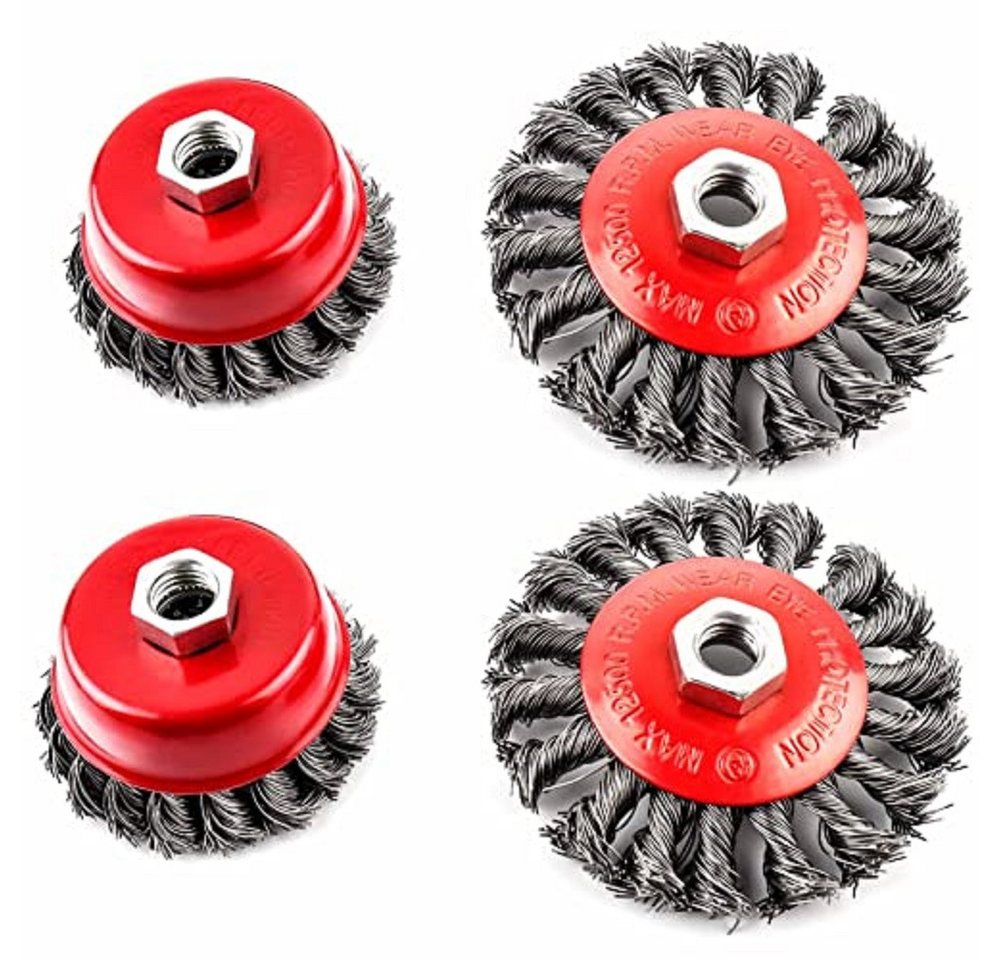 Youyijia Scheibenbürste 4PCS Topfbürste Winkelschleifer Drahtbürste Drahtbürsten-Set, 4-St. Youyijia Scheibenbürste 4PCS Topfbürste Winkelschleifer Drahtbürste Drahtbürsten-Set, 4-St. von Youyijia